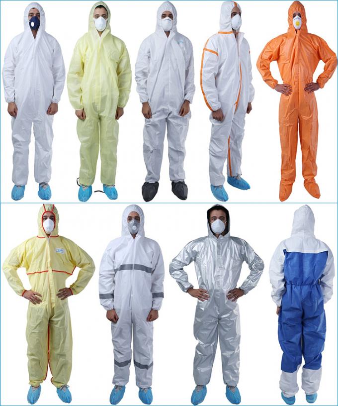 ชุดป้องกันสารเคมีที่กันน้ำป้องกันความปลอดภัย Microporous Type 5 & 6 Coverall แบบใช้แล้วทิ้ง