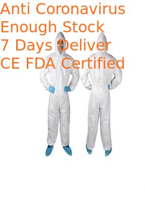 Fluid Resistant Disposable Coverall Suit With Elastic Hood / Cuff / Waist / Ankle