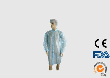 เสื้อห้องแล็บที่ใช้แล้วทิ้งกันน้ำสีฟ้าพร้อมข้อมือยางยืด