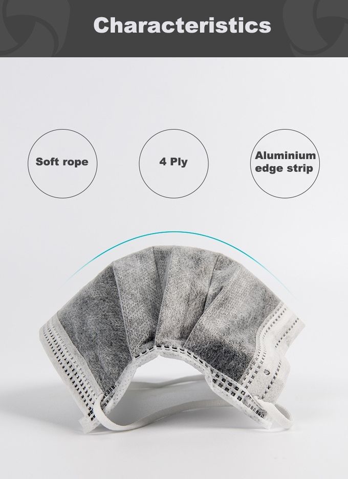 Liquid Proof Disposable Carbon Filter Face Mask Non Stimulating Feeling